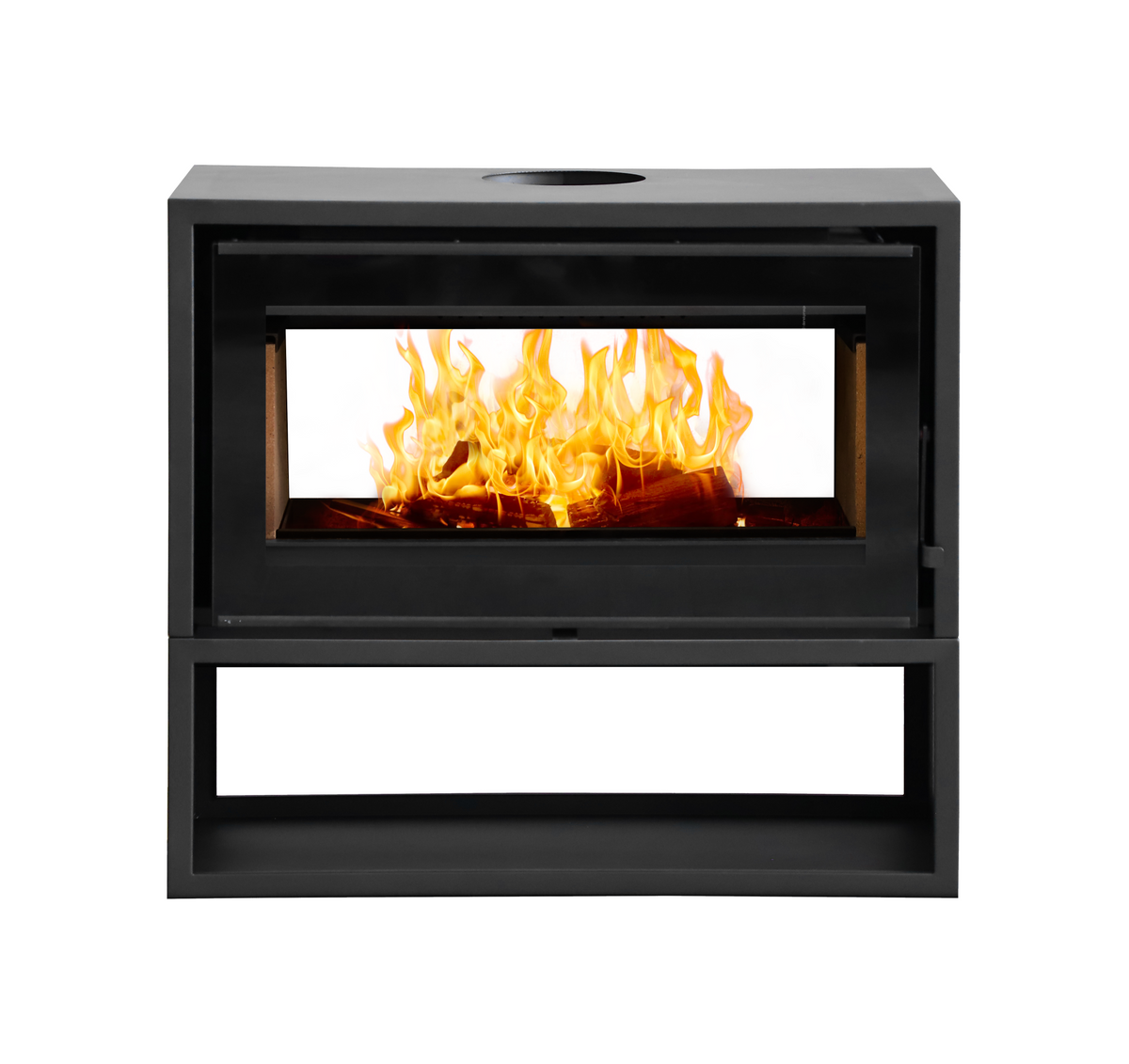 Flamm 950 Double-Sided Freestanding Fireplace on Log Base (13-16kW) — main product image