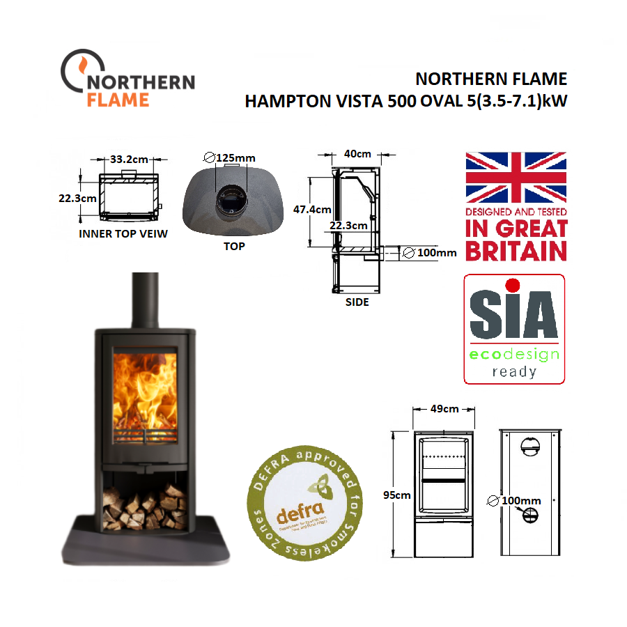 Northern Flame Hampton Vista 500 Oval — alternate product view