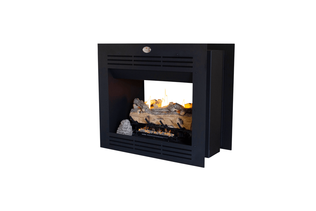 Firebox Vent Free Double Sided Model 940 Mild Steel Facade (Split Oak Logset) — main product image