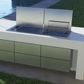 Hybrid Drop-In Wood and Gas Combo Braai with rotisserie and cooking dome