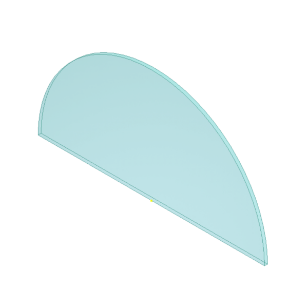 10mm Glass Baseplate - Half Circle (750 x 375mm)