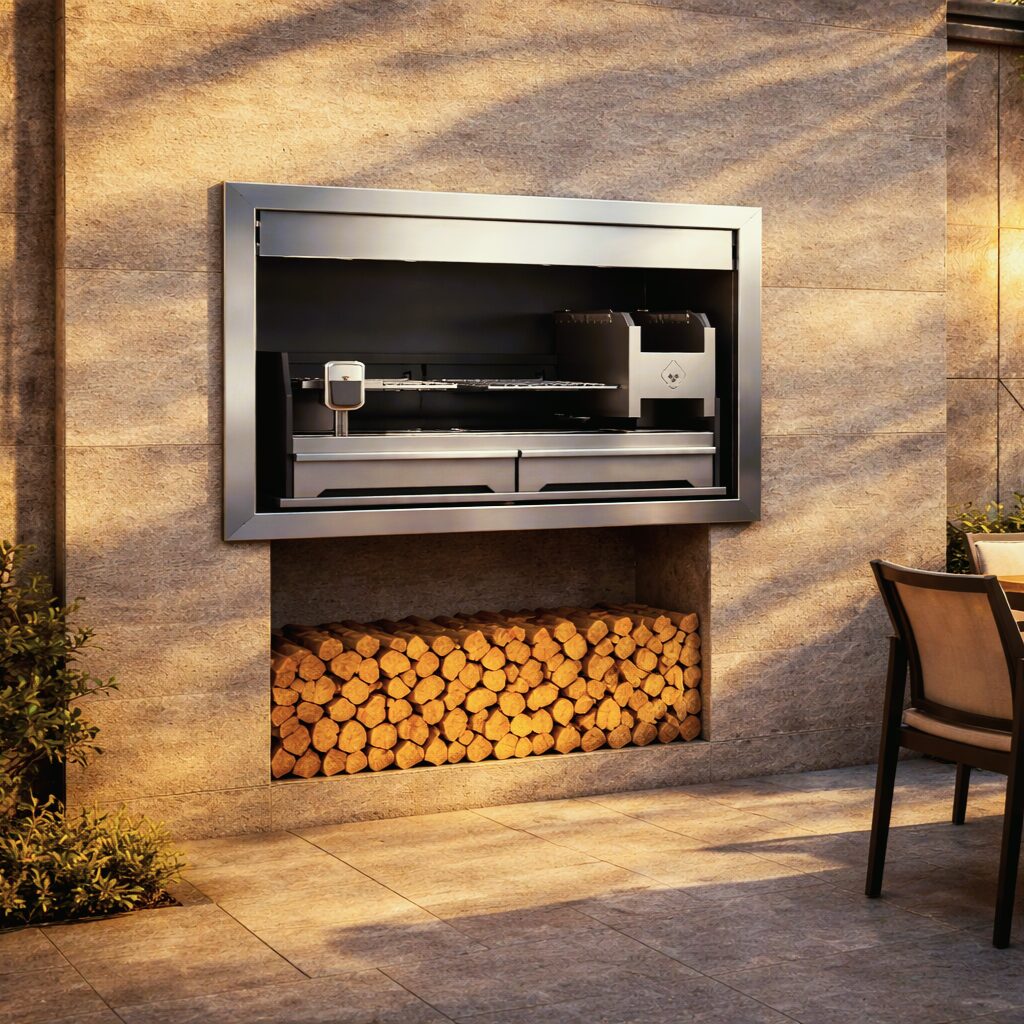 Built in wood braai 1000mm Stainless steel