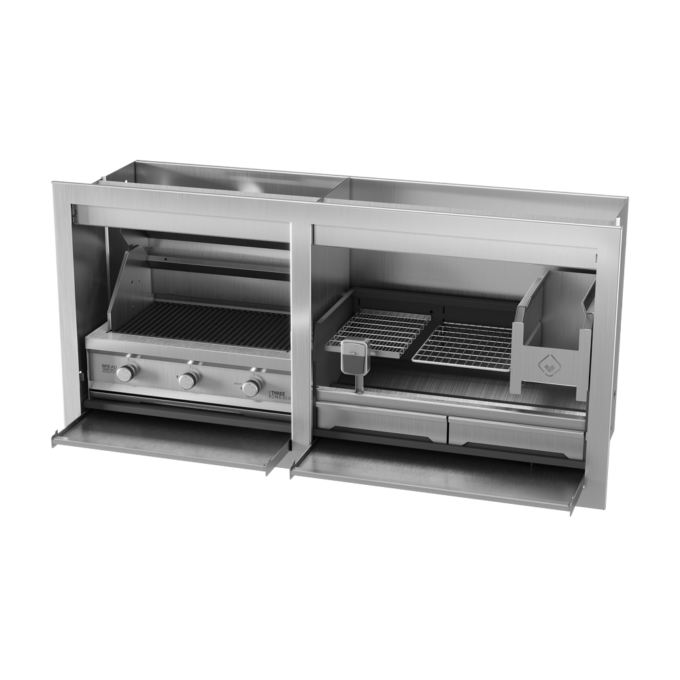 Wood & Gas combo 1800mm Built In Pyro Braai