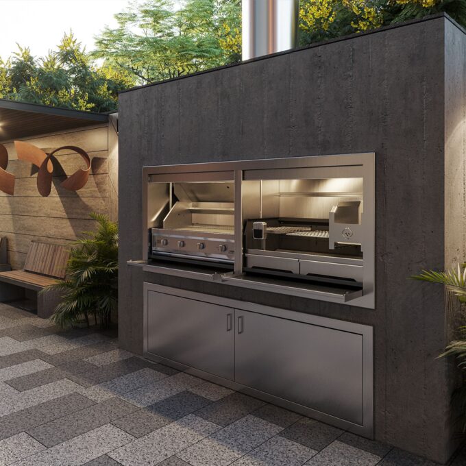 Wood & Gas combo 2000mm Built In Pyro Braai