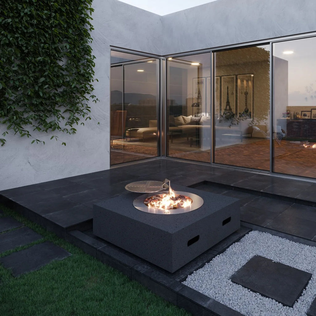 Square firepit wood