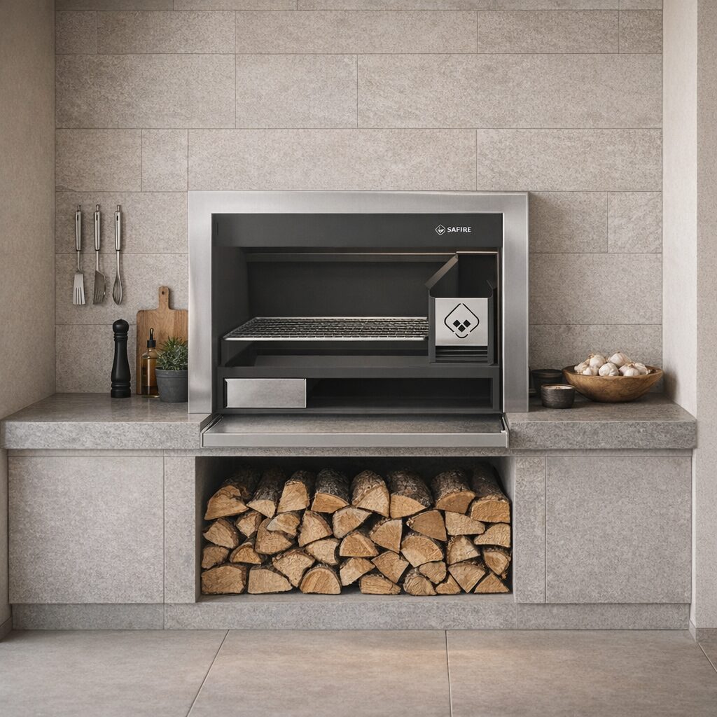 Stainless steel Wood Built-in Braai 820mm