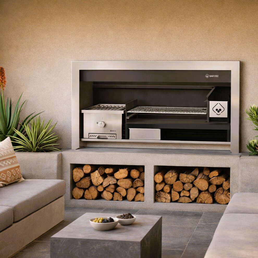 Stainless steel braai 1200 Gas & Wood Braai Grill Combo